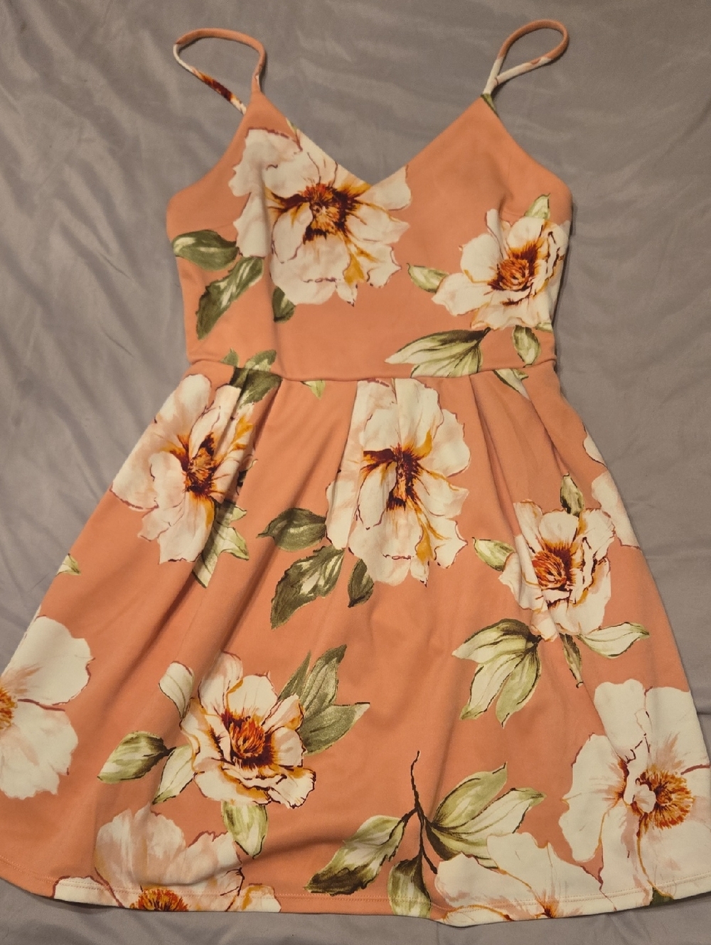 Monteau Peach Floral Mini Dress